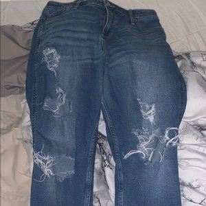 Distressed mom jeans